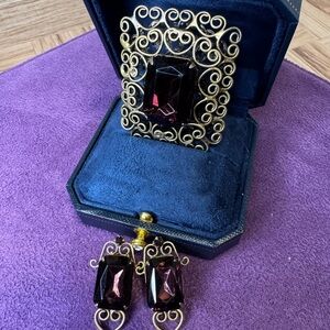 Elegant Antique Gold and Purple Jewelry Set